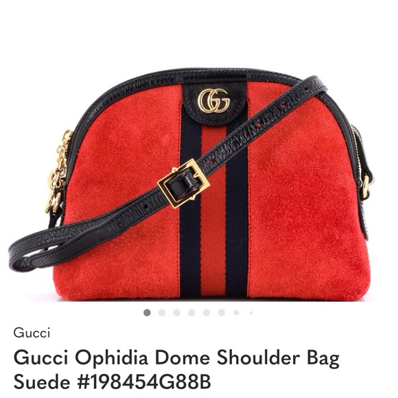 Gucci Handbags - Gucci Red and Black Suede Ophidia Shoulder Bag